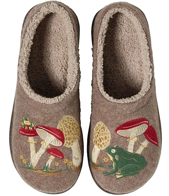 L.L.Bean Daybreak Scuff Mushrooms Frog Motif Slippers