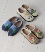 L.L.Bean Daybreak Scuff Mushrooms Frog Motif Slippers