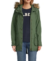 L.L.Bean East End Insulated Faux Fur Hood Drawcord Neck Long Sleeve Snap Front Patch Pocket Parka