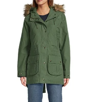 L.L.Bean East End Insulated Faux Fur Hood Drawcord Neck Long Sleeve Snap Front Patch Pocket Parka