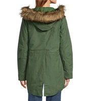 L.L.Bean East End Insulated Faux Fur Hood Drawcord Neck Long Sleeve Snap Front Patch Pocket Parka