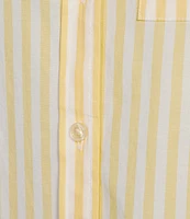 L.L.Bean Essential Cotton Poplin Stripe Print Collar Neckline Long Sleeve Shirt