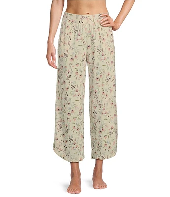 L.L.Bean Floral Knit Wide-Leg Coordinating Sleep Pant