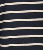 L.L.Bean Heritage Mariner Cotton Jersey Striped Funnel Neck Long Sleeve Top