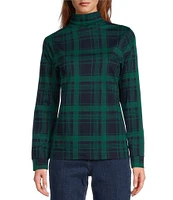 L.L.Bean Knit Interlock Plaid Turtleneck Long Sleeve Pullover