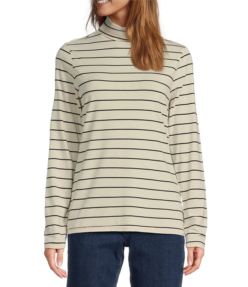 L.L.Bean Knit Turtleneck Horizontal Stripe Long Sleeve Tee