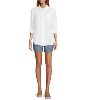 L.L.Bean Linen Long Sleeve Button Front Tunic
