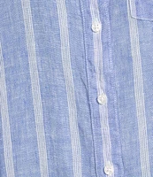 L.L.Bean Linen Long Sleeve Striped Button Front Tunic