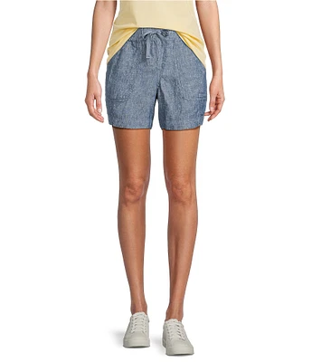 L.L.Bean Linen Mid-Rise Elastic Waistband Shorts