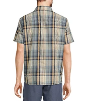 L.L.Bean Madras Bright Plaid Seersucker Short Sleeve Shirt