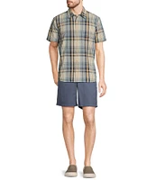 L.L.Bean Madras Bright Plaid Seersucker Short Sleeve Shirt