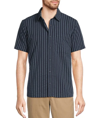 L.L.Bean Madras Vertical Stripe Seersucker Short Sleeve Shirt