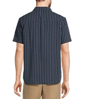 L.L.Bean Madras Vertical Stripe Seersucker Short Sleeve Shirt