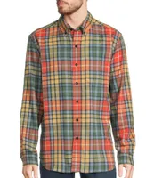 L.L.Bean Multi-Color Scotch Plaid Flannel Long Sleeve Woven Shirt