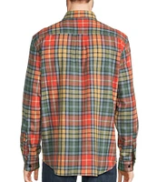 L.L.Bean Multi-Color Scotch Plaid Flannel Long Sleeve Woven Shirt