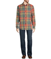 L.L.Bean Multi-Color Scotch Plaid Flannel Long Sleeve Woven Shirt