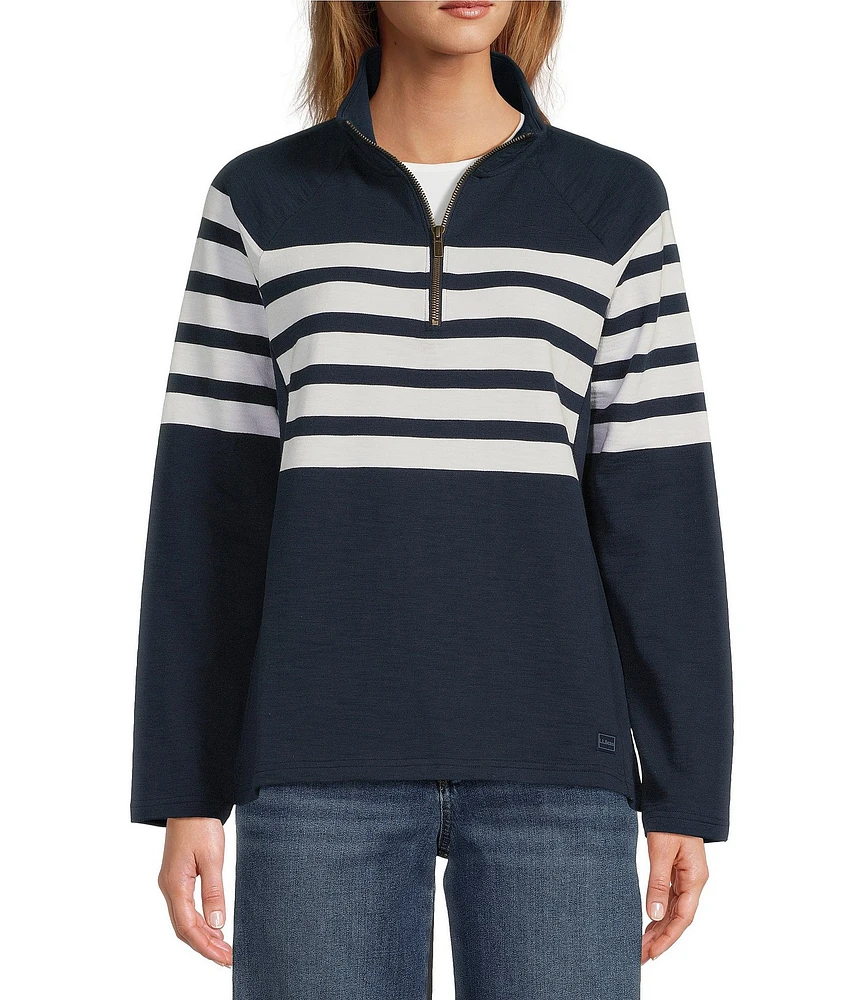 L.L.Bean Peaks Island Mock Neck Quarter Zip Raglan Long Sleeve Jacket