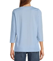 L.L.Bean Pima Cotton Crew Neckline Quarter Length Sleeve Tee