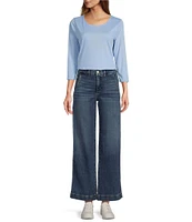 L.L.Bean Pima Cotton Crew Neckline Quarter Length Sleeve Tee