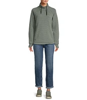 L.L.Bean Ridgeknit Crossneck Funnel Neck Long Sleeve Pullover