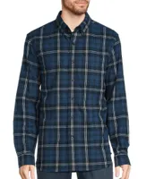 L.L.Bean Scotch Medium Swan Blue Plaid Flannel Long Sleeve Woven Shirt