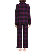 L.L.Bean Scotch Plaid Long Sleeve Notch Collar Holiday Flannel Pajama Set