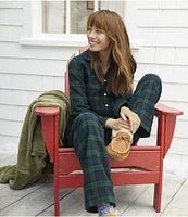 L.L.Bean Scotch Plaid Long Sleeve Notch Collar Holiday Flannel Pajama Set