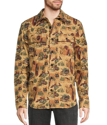 L.L.Bean Signature 1933 Chamois Scenic Print Long Sleeve Woven Shirt