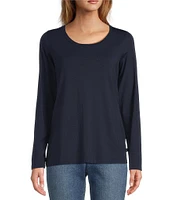 L.L.Bean Soft Stretch Knit Supima® Cotton Blend Scoop Neck Long Sleeve Tee Shirt