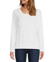 L.L.Bean Soft Stretch Knit Supima® Cotton Blend Scoop Neck Long Sleeve Tee Shirt