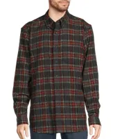 L.L.Bean Stewart Scotch Grey Plaid Flannel Long Sleeve Woven Shirt