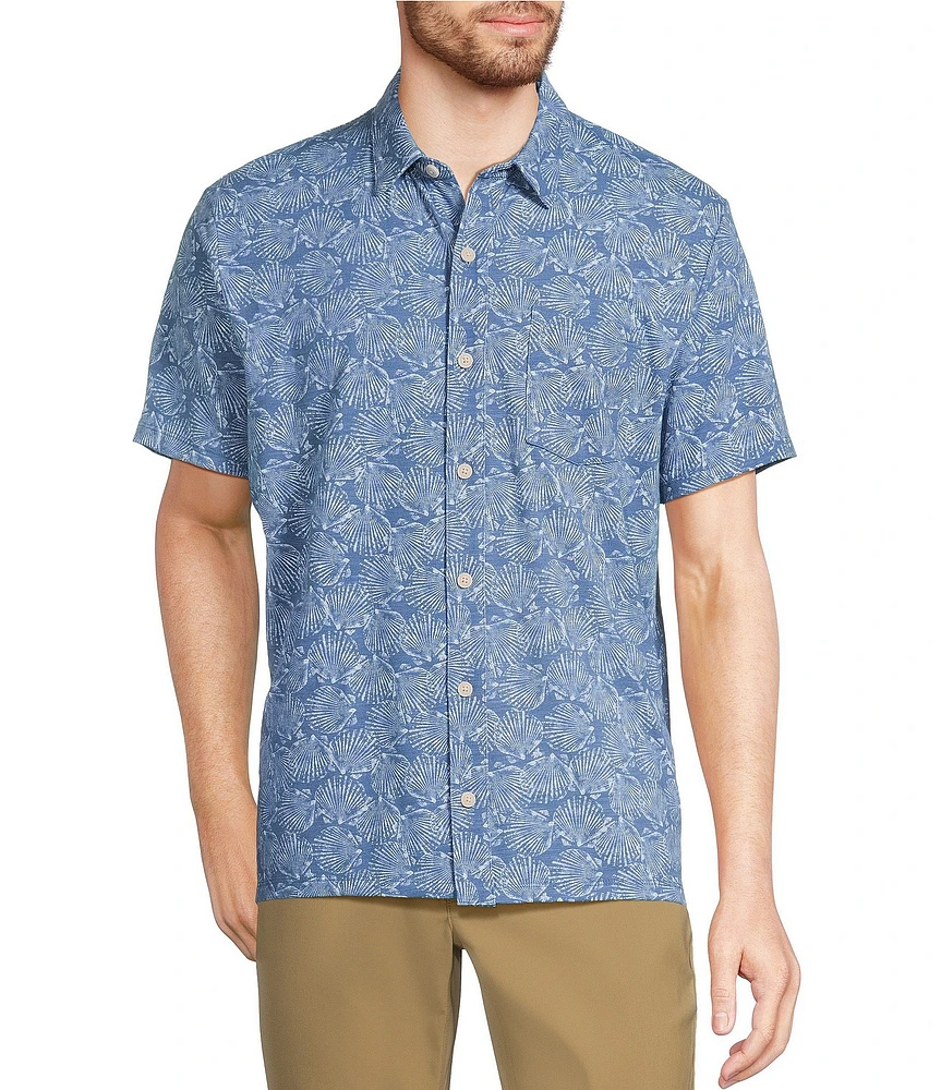 L.L.Bean Stonecoast Performance Seashell Print Short Sleeve Woven Shirt