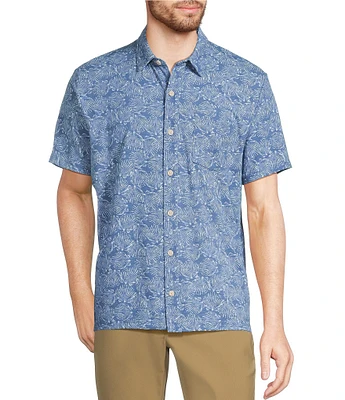 L.L.Bean Stonecoast Performance Seashell Print Short Sleeve Woven Shirt