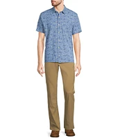 L.L.Bean Stonecoast Performance Seashell Print Short Sleeve Woven Shirt