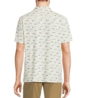 L.L.Bean Stonecoast Scenic Print Performance Short Sleeve Woven Shirt