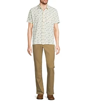 L.L.Bean Stonecoast Scenic Print Performance Short Sleeve Woven Shirt