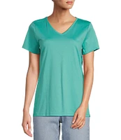 L.L.Bean Pima Cotton V-Neck Short Sleeve Tee Shirt