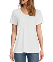 L.L.Bean Pima Cotton V-Neck Short Sleeve Tee Shirt