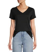 L.L.Bean Pima Cotton V-Neck Short Sleeve Tee Shirt