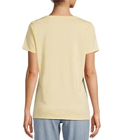 L.L.Bean Pima Cotton V-Neck Short Sleeve Tee Shirt