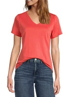 L.L.Bean Pima Cotton V-Neck Short Sleeve Tee Shirt