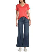L.L.Bean Pima Cotton V-Neck Short Sleeve Tee Shirt