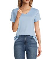 L.L.Bean Pima Cotton V-Neck Short Sleeve Tee Shirt