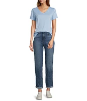 L.L.Bean Pima Cotton V-Neck Short Sleeve Tee Shirt