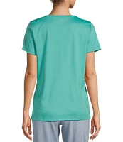 L.L.Bean Pima Cotton V-Neck Short Sleeve Tee Shirt