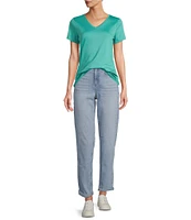 L.L.Bean Pima Cotton V-Neck Short Sleeve Tee Shirt
