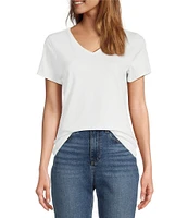 L.L.Bean Pima Cotton V-Neck Short Sleeve Tee Shirt
