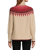 L.L.Bean Waffle Knit Fair Isle Turtleneck Long Sleeve Sweater