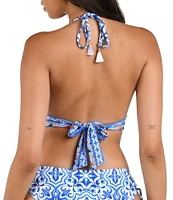 La Blanca Alboran Sea Banded Plunge V-Neck Halter Swim Top