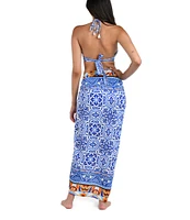 La Blanca Alboran Sea Rayon Crepe Pareo Wrap Swim Cover-Up